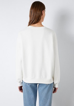 MAVİ - M1S10366-70057 Kadın Beyaz Baskılı Sweatshirt