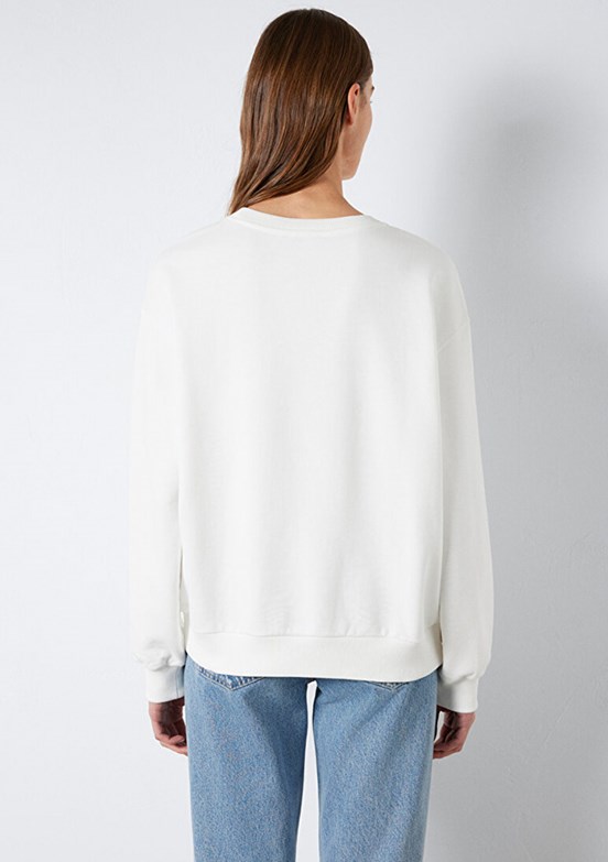 MAVİ - M1S10366-70057 Kadın Beyaz Baskılı Sweatshirt