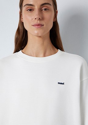 MAVİ - M1S10366-70057 Kadın Beyaz Baskılı Sweatshirt