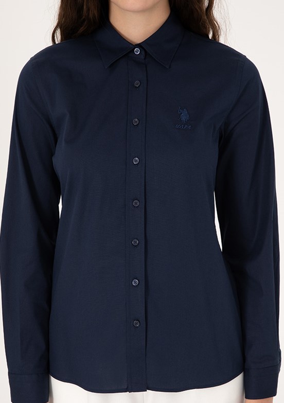 US POLO ASSN Kadın Lacivert Uzun Kol Gömlek