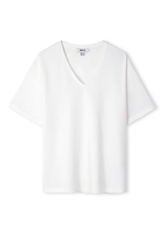İPEKYOL - IS1260070102 Kadın Beyaz V Yaka T-Shirt