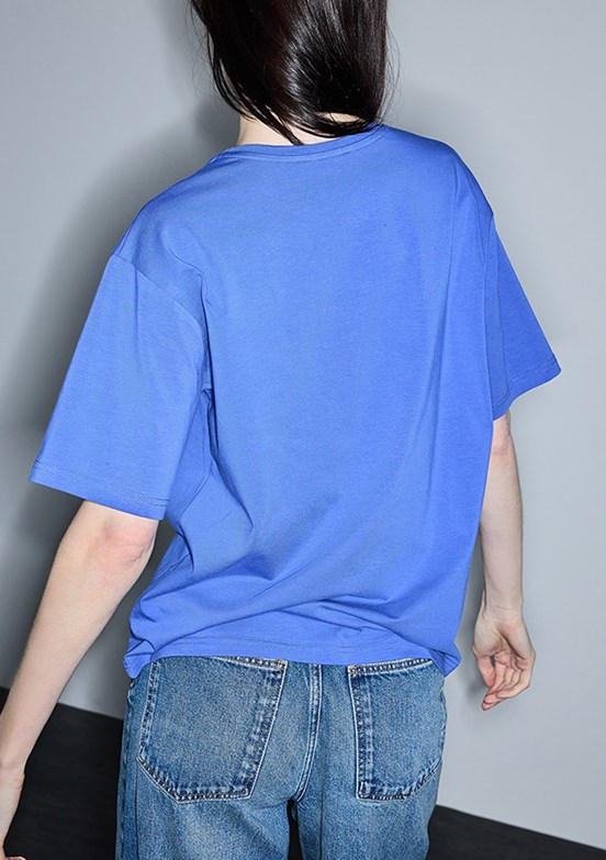İPEKYOL - IS1260070102 Kadın Mavi V Yaka T-Shirt