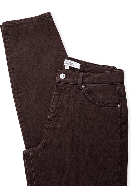 İPEKYOL - IS1260018011 Kadın Kahverengi Normal Bel Jean Pantolon