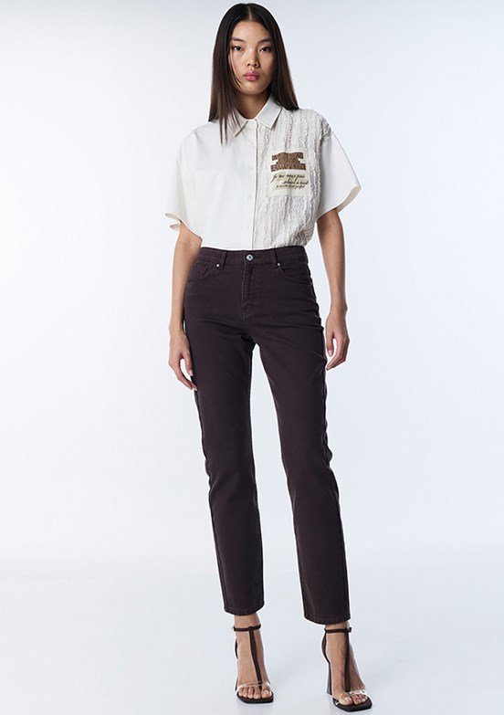 TWİST - TS1260018027 Kadın Kahverengi Normal Bel Jean Pantolon