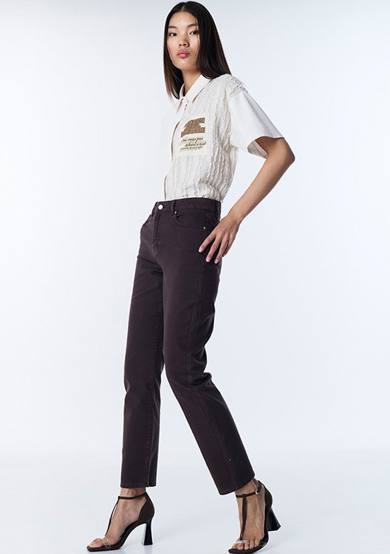 TWİST - TS1260018027 Kadın Kahverengi Normal Bel Jean Pantolon