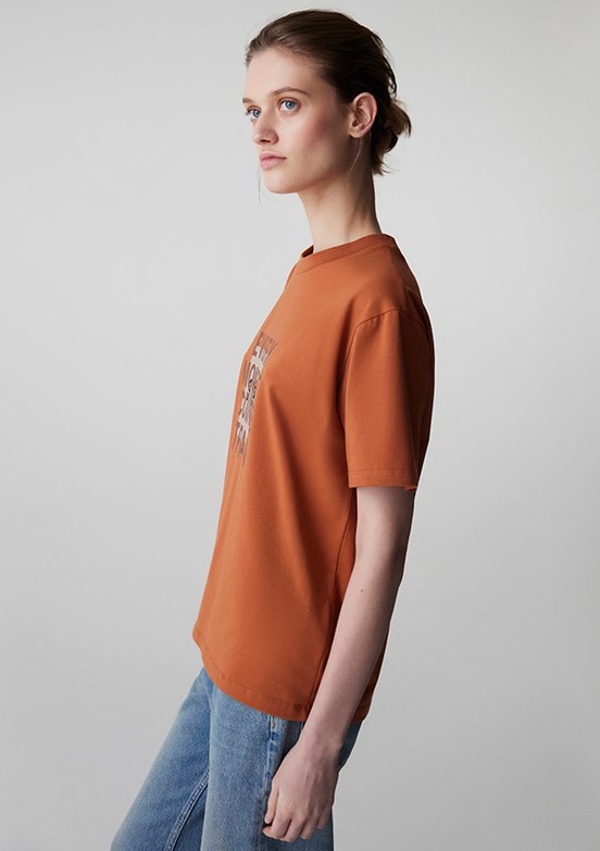 İPEKYOL - IS1260070050 Kadın Turuncu Basic T-Shirt