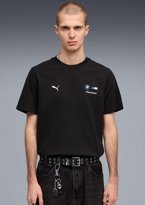 PUMA BMW MMS Ess Logo Siyah Erkek Baskılı T-Shirt