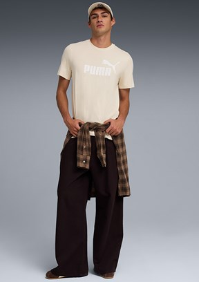 PUMA Ess No.1 Logo - 68253387 Erkek Beyaz Baskılı T-Shirt
