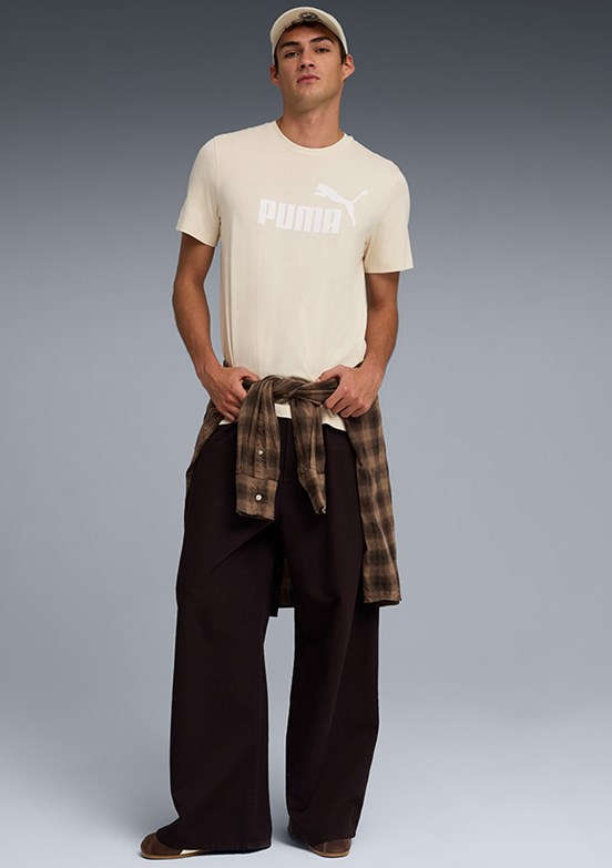 PUMA Ess No.1 Logo - 68253387 Erkek Beyaz Baskılı T-Shirt