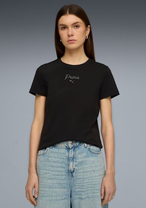 PUMA ESS SCRIPT Tee Siyah Kadın T-Shirt