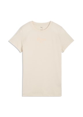 PUMA Ess Script - 69176087 Kadın Beyaz Baskılı T-Shirt