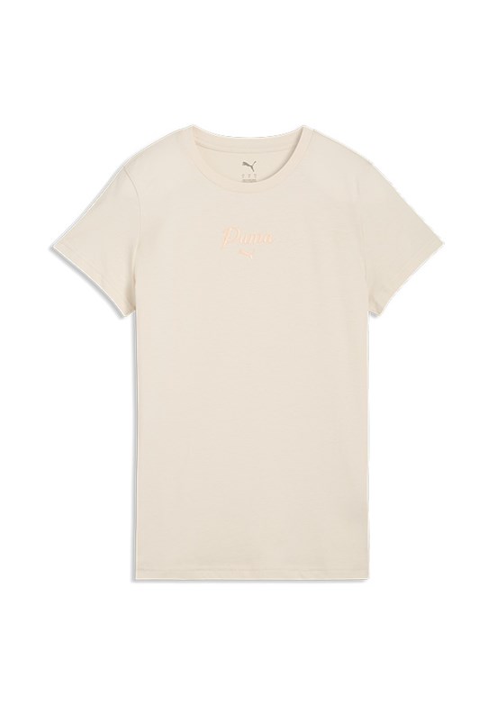 PUMA Ess Script - 69176087 Kadın Beyaz Baskılı T-Shirt