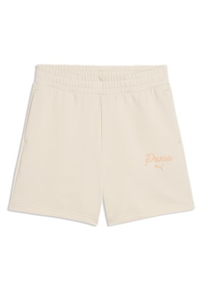 PUMA Ess Script High-Waist - 69176287 Kadın Beyaz Örme Şort