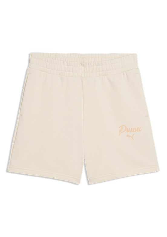 PUMA Ess Script High-Waist - 69176287 Kadın Beyaz Örme Şort