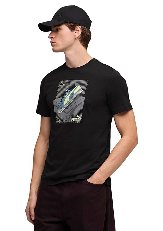 PUMA Graphic - 69177701 Erkek Siyah Baskılı T-Shirt