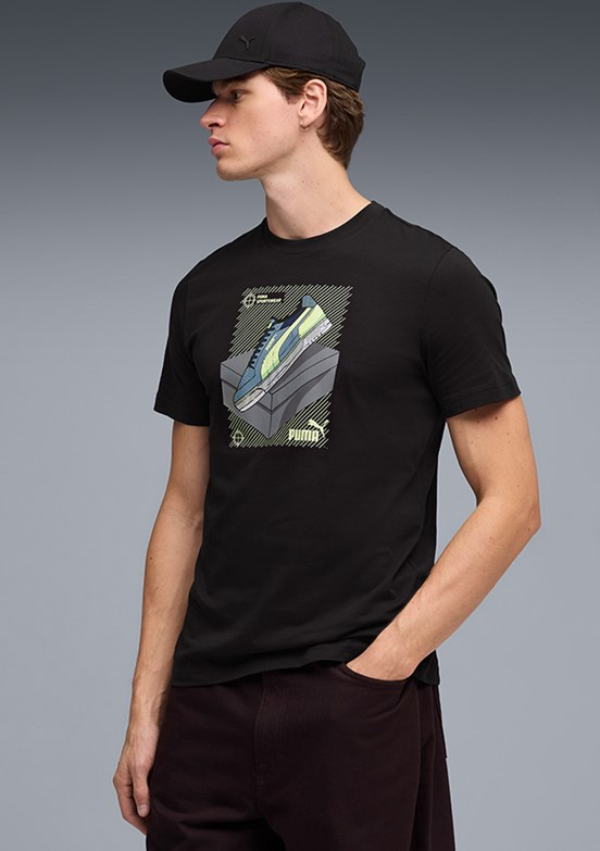 PUMA Graphic - 69177701 Erkek Siyah Baskılı T-Shirt