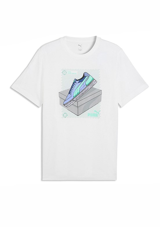 PUMA Graphic - 69177702 Erkek Beyaz Baskılı T-Shirt