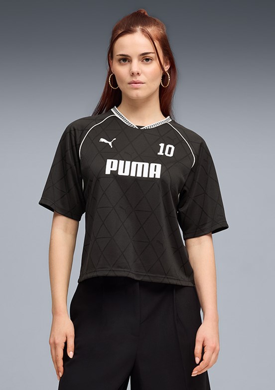 PUMA Sport Relaxed Jersey - 69186001 Kadın Siyah Baskılı T-Shirt