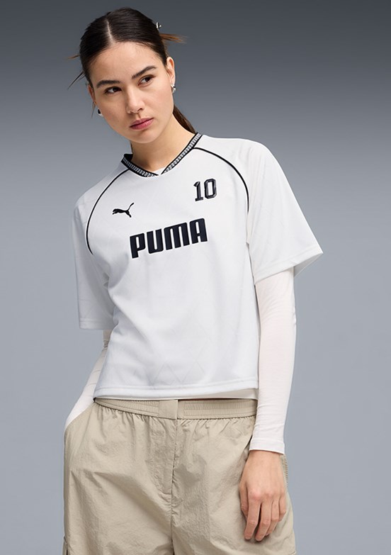 PUMA Sport Relaxed Jersey - 69186002 Kadın Beyaz Baskılı T-Shirt