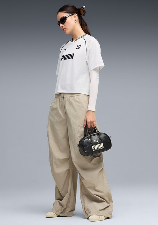 PUMA Sport Relaxed Jersey - 69186002 Kadın Beyaz Baskılı T-Shirt