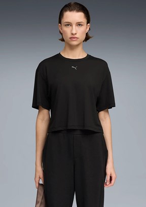 PUMA Cloudspun Relaxed Tee - 52745701 Kadın Siyah Baskılı T-Shirt