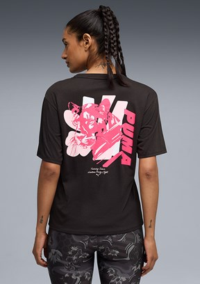 PUMA W Cat Graphic - 52849001 Kadın Siyah Baskılı T-Shirt