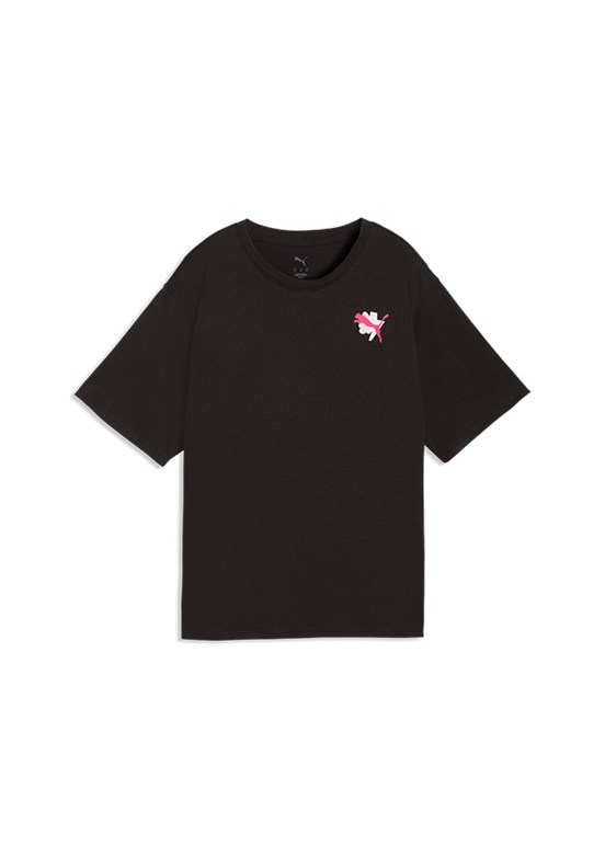 PUMA W Cat Graphic - 52849001 Kadın Siyah Baskılı T-Shirt
