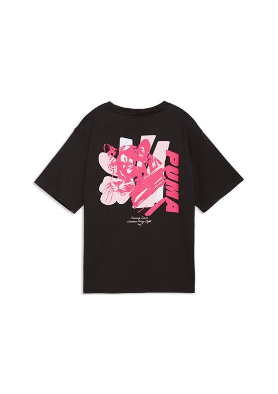 PUMA W Cat Graphic - 52849001 Kadın Siyah Baskılı T-Shirt
