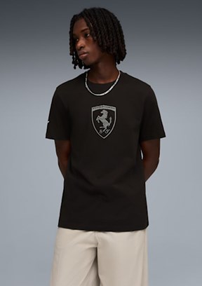 PUMA Ferrari Tonal Shield Tee - 63531101 Erkek Siyah Baskılı T-Shirt