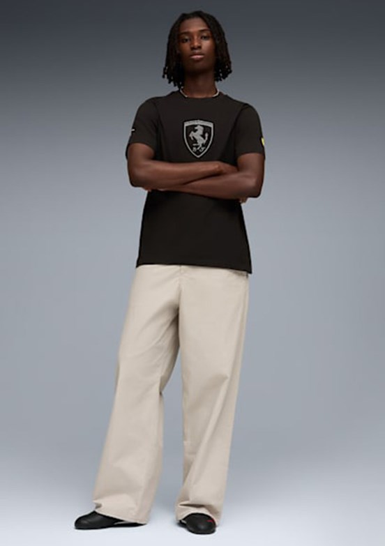 PUMA Ferrari Tonal Shield Tee - 63531101 Erkek Siyah Baskılı T-Shirt