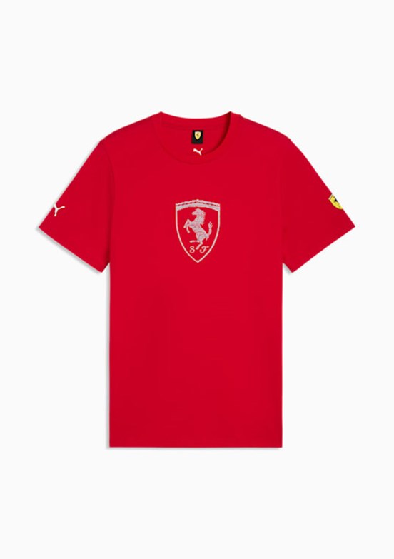 PUMA Ferrari Tonal Shield Tee - 63531102 Erkek Kırmızı Baskılı T-Shirt