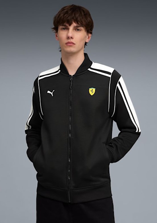 PUMA Ferrari Mt7 Track - 63583301 Erkek Siyah Baskılı Ceket