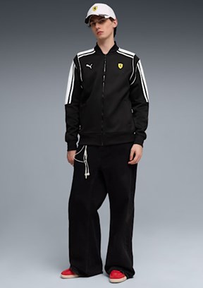 PUMA Ferrari Mt7 Track - 63583301 Erkek Siyah Baskılı Ceket