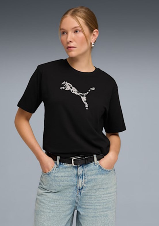 PUMA ESS GRAPHIC Animal Tee Siyah Kadın T-Shirt