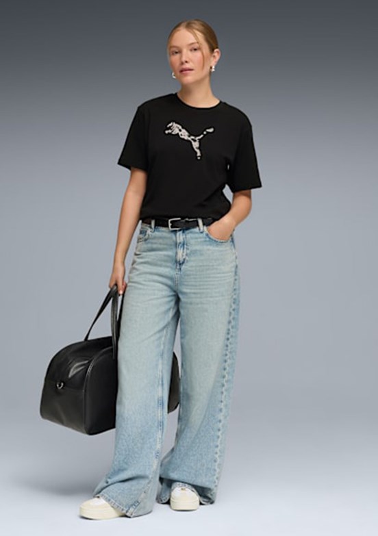 PUMA ESS GRAPHIC Animal Tee Siyah Kadın T-Shirt