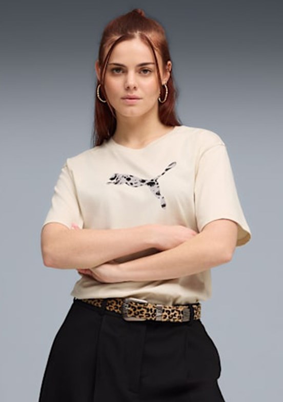PUMA ESS GRAPHIC Animal Tee Beyaz Kadın Baskılı T-Shirt