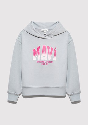 MAVİ - M7S10179-70075 Kız Çocuk Gri Baskılı Sweatshirt