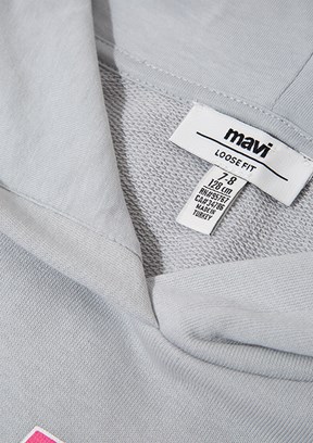 MAVİ - M7S10179-70075 Kız Çocuk Gri Baskılı Sweatshirt
