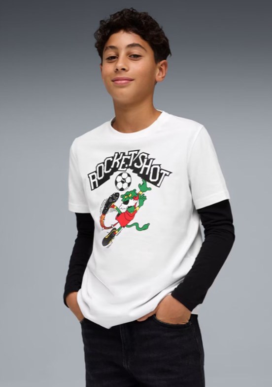 PUMA Super Beyaz Erkek Çocuk Baskılı T-Shirt