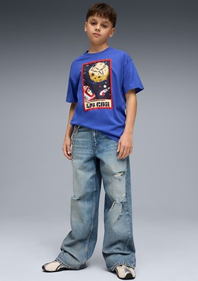PUMA Graphic - 63452458 Erkek Çocuk Lacivert Baskılı T-Shirt
