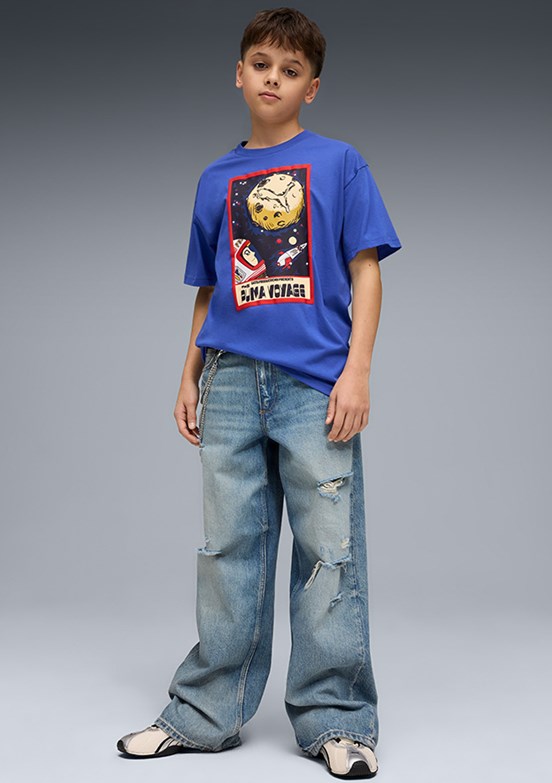 PUMA Graphic - 63452458 Erkek Çocuk Lacivert Baskılı T-Shirt
