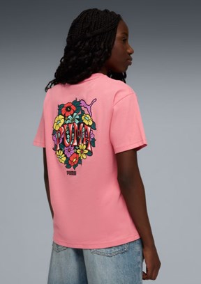 PUMA MID 90s Pembe Kız Çocuk Baskılı T-Shirt