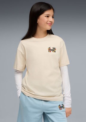 PUMA MID 90s Beyaz Kız Çocuk Baskılı T-Shirt