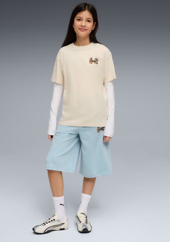 PUMA MID 90s Beyaz Kız Çocuk Baskılı T-Shirt