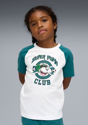 PUMA Super Beyaz Unisex Çocuk Baskılı T-Shirt