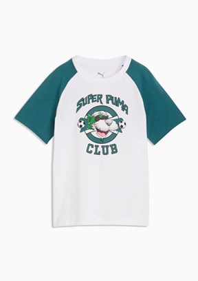 PUMA Super Beyaz Unisex Çocuk Baskılı T-Shirt