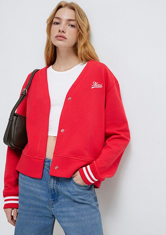 MAVİ Kırmızı Kadın Kapüşonsuz Sweatshirt
