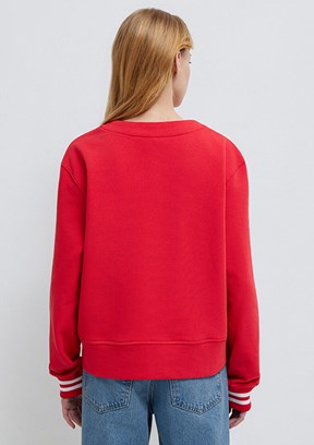 MAVİ Kırmızı Kadın Kapüşonsuz Sweatshirt