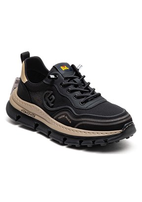 BULLDOZER Siyah Erkek Deri Sneaker Ayakkabı