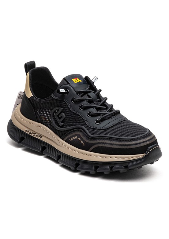 BULLDOZER Siyah Erkek Deri Sneaker Ayakkabı